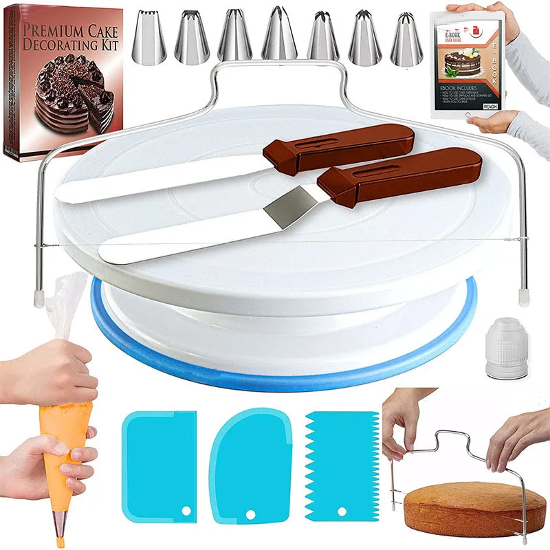 35PCs Professional Pastry Turntable Kit Set Rotating Base Dish Plate