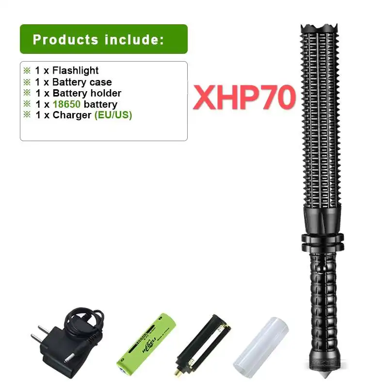 最も明るい XHP70 野球バット懐中電灯 18650 バッテリー充電式 Led トーチ屋外自己防衛検索懐中電灯緊急
