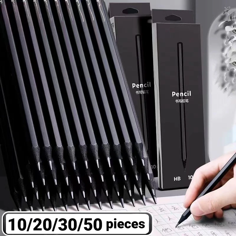 10/20/30pcs/set 2B HB Wooden Lead Pencils Black Wood Graphite Pencil Set Wood-Cased Pencils for Office School Writing Supplies - 2