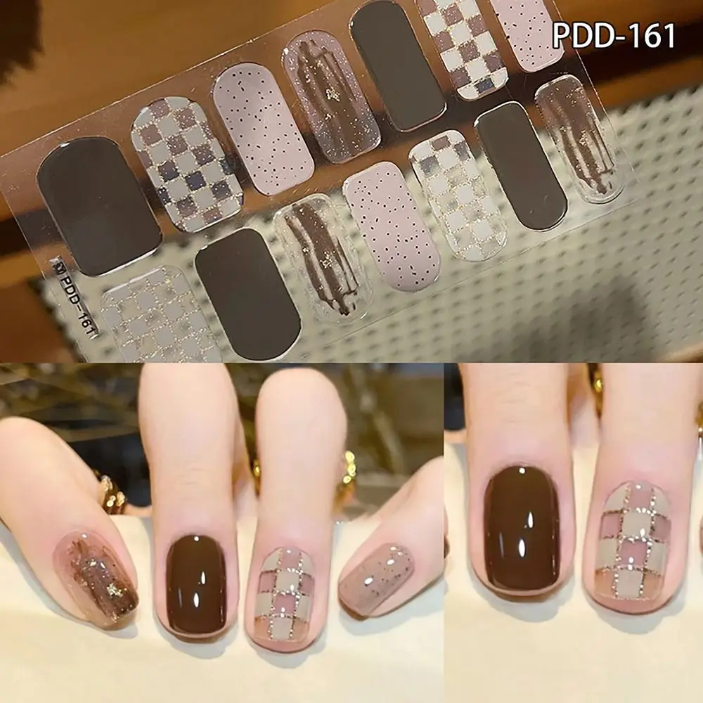 14Strip Gel Nail Stickers Semi Cured Full Cover Gel Nail Polish Strips Floristic Patch DIY Art Making nail stickers nail art decoration nail decals nail art tools flower stickers