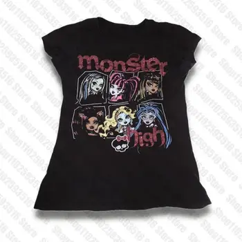 90s Vintage Clothes for Women Aesthetic Clothing Goth Crop Top Women T-shirt Baby Tees Y2k Tops Emo Women's Cropped Anime Girl 1