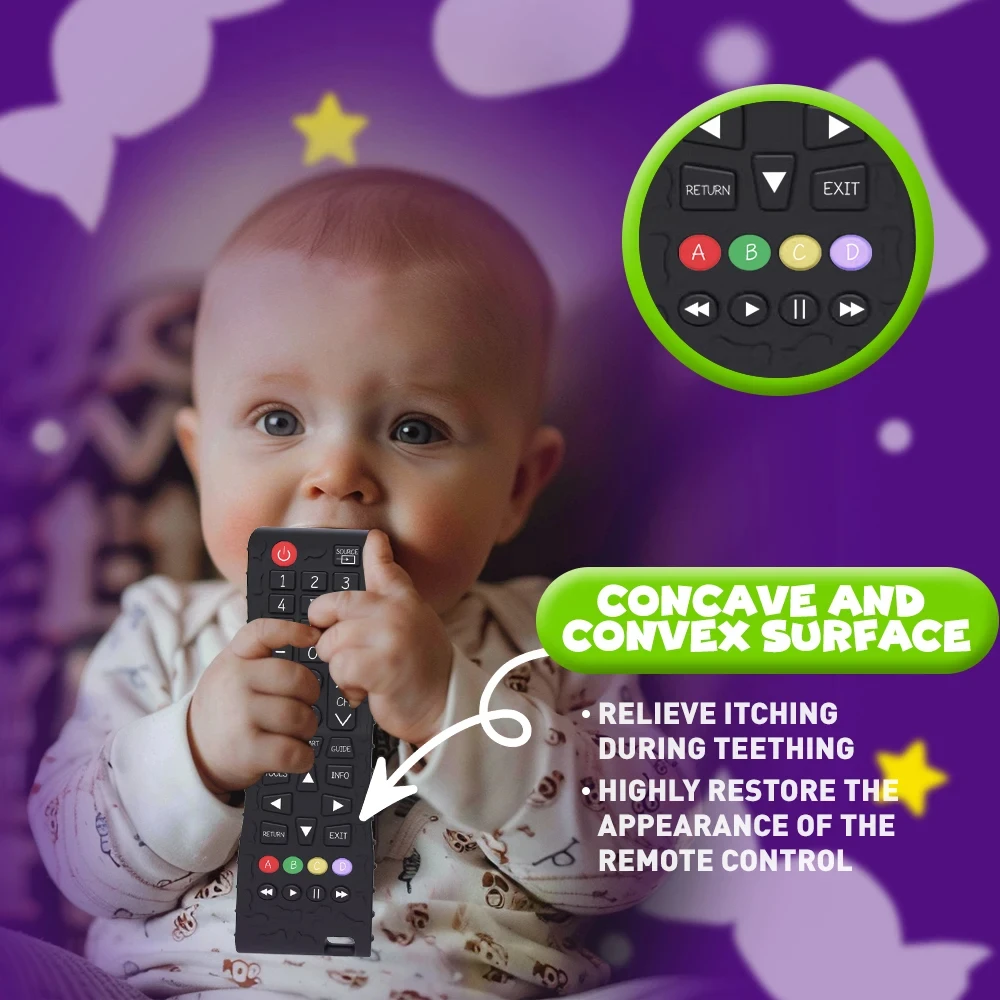 1PC Silicone Baby Toys TV Remote Control Shape Teether Toy BPA Free Silicone Teething Chewing Toy Sensory Baby Accessories 2