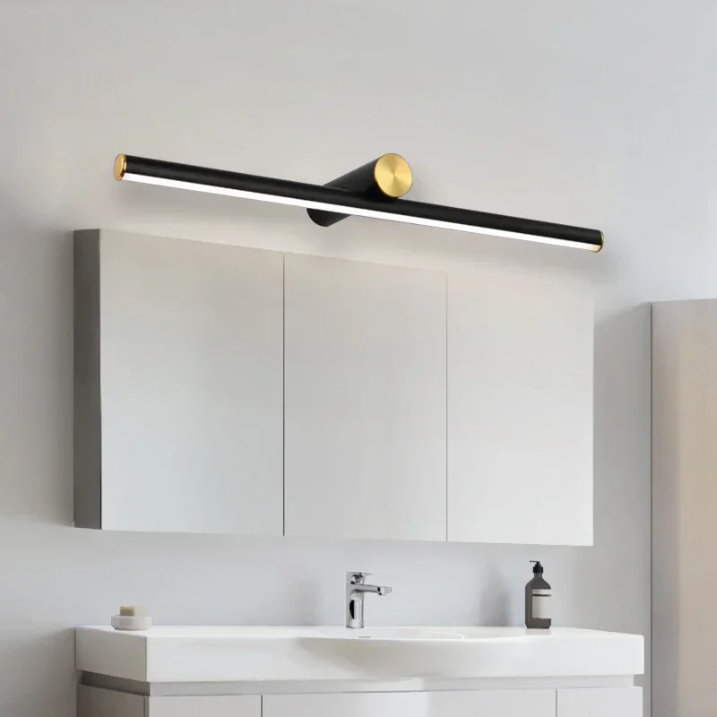 

Nordic LED Mirror Front Lights Minimalist Black White Long Wall Lamps For Bathroom Vanity Mirror Cloakroom Indoor Illumination
