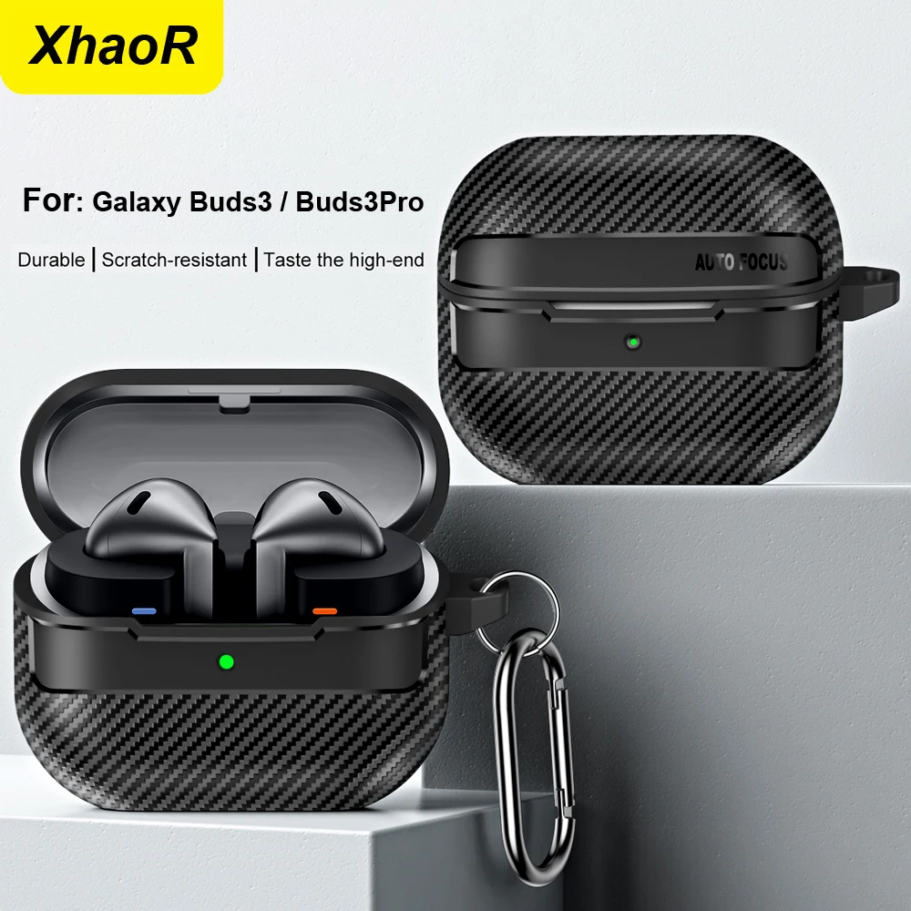 New Carbon Fiber Earphone Protective Cover For Samsung Galaxy Buds 3 / Buds 3 Pro Cover With Keychain Accessories Shockproof Bag Best Sellers In Consumer Electronics