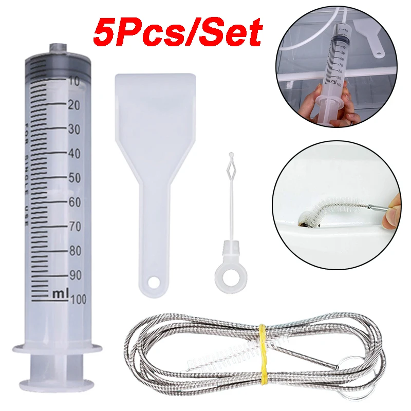 

5Pcs/Set Refrigerator Drain Hole Clog Remover Dredge Cleaning Tools Pipe Dredging Brush Bathroom Hair Sewer Sink Cleaning Brush