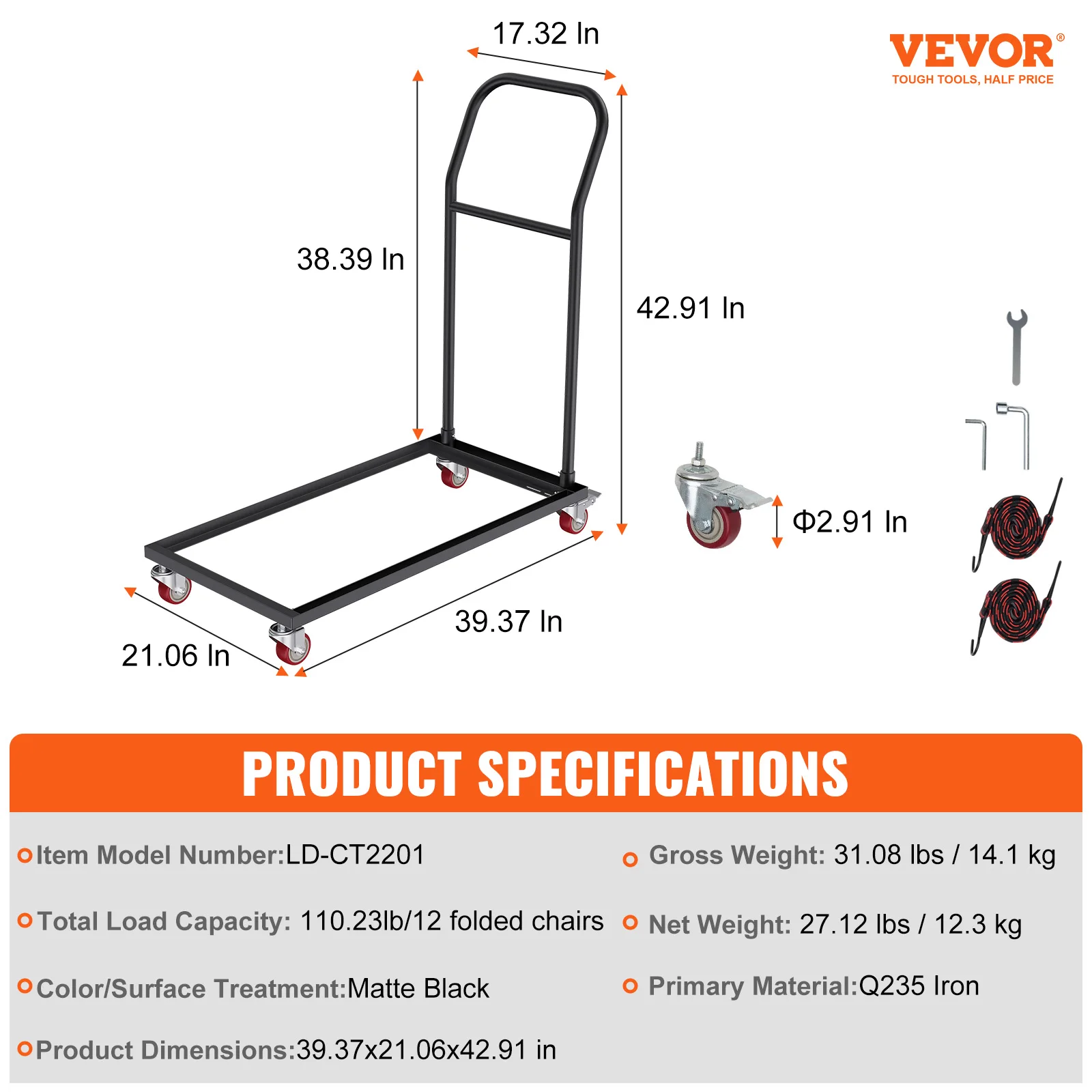 Folding Chair Rack Folding Chair Cart Folding Chair Storage Dolly With Wheels And Holder For 84 Chairs Or 12 Tables Of 800 LBS Capacity Includes Weatherproof Cover For Sale | Las Vegas, NV | Nellis Auction