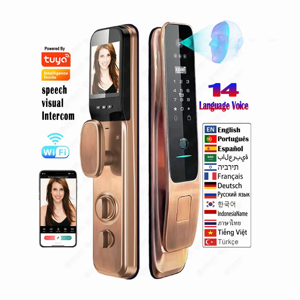 

Multi Language Visual Intercom Smart Lock 3D Face Recognition Intelligent Lock Security Biometric Electronic Smart Lock