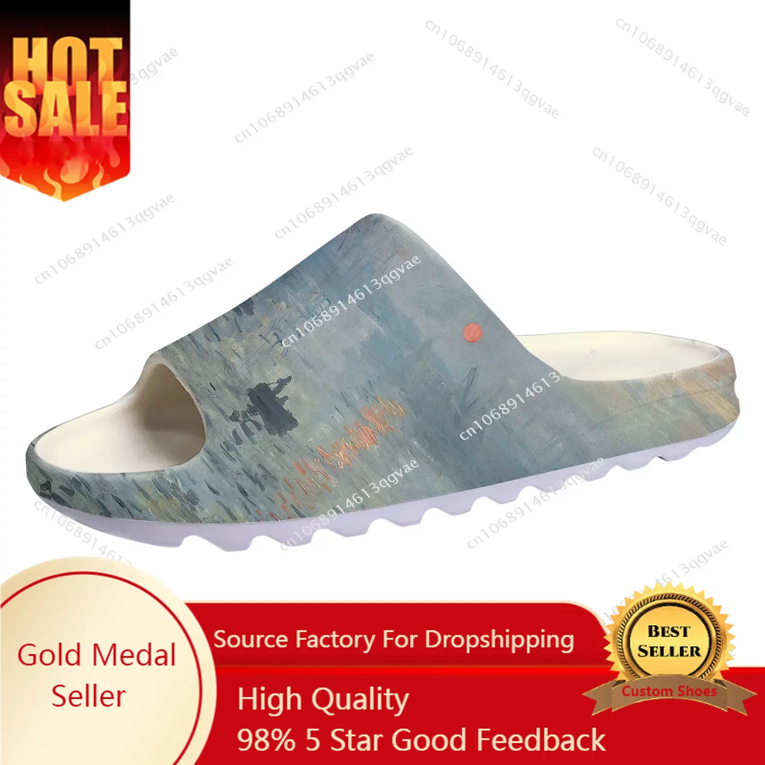 

Impression Sunrise Soft Sole Sllipers Home Clogs Step on Water Shoes Mens Womens Teenager Bathroom Customize on Shit Sandals