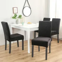 Airldianer Chair Cover Velvet Stretch Dining Slipcovers Solid Color Spandex Plush Chair Covers Protector For Home Dining Room 2