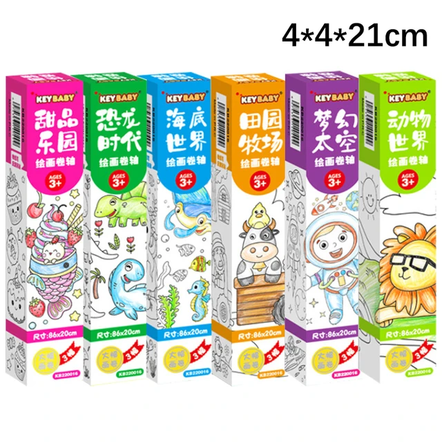 Children Coloring Paper Graffiti Scroll Drawing Roll DIY Sticky Color  Filling Paper Early Educational Gift Toys