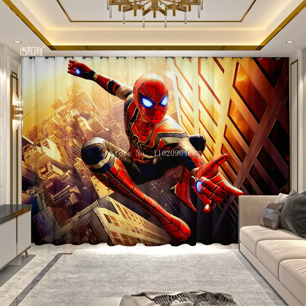 3D Print Cool Cartoon Spider Man Blackout Curtain Bedroom Living