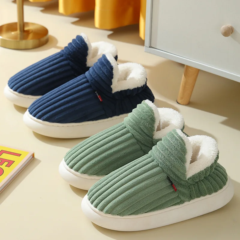 Smile Pop Short Plush Men Slippers Winter Outdoor Fluffy Warm Men Cotton Boots Indoor Fashion Casual Soft Fur Furry Men Shoes 3
