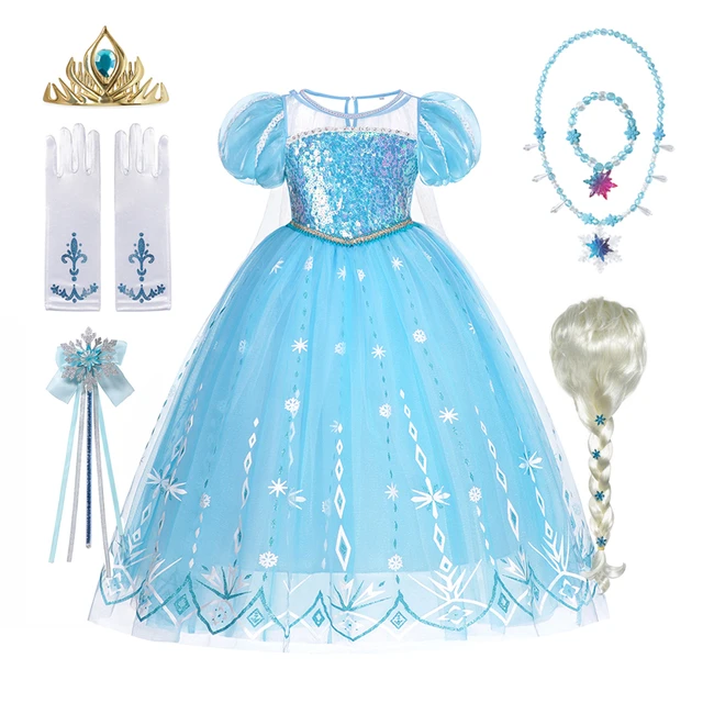 Vestido Frozen Infantil Rainha Elsa + acessórios de Brinde