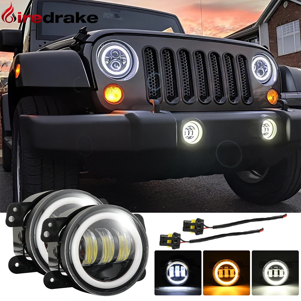 

4-inch Wrangler Fog Light White Light Low Light Day Light Yellow Turn Signal 150W 6000K 3000K 15000LM 9-30V