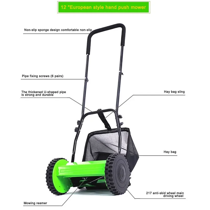 12C/12 Inches Multifunction Lawn Mower Hand Push Pruning Machine Garden Trimming Equipment Small Gardening Tools And Accesorries