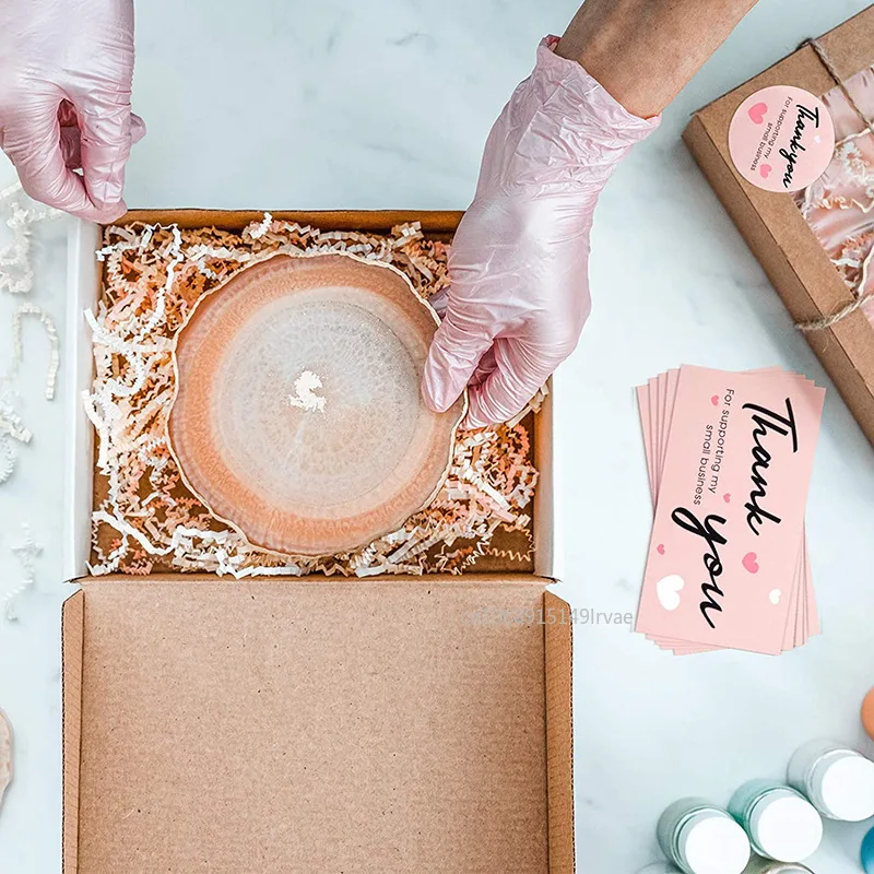 30Pcs Thank You For Your Order Card Pink Thank You For Supporting Small Business Label Gift Decor Card Gift Decor