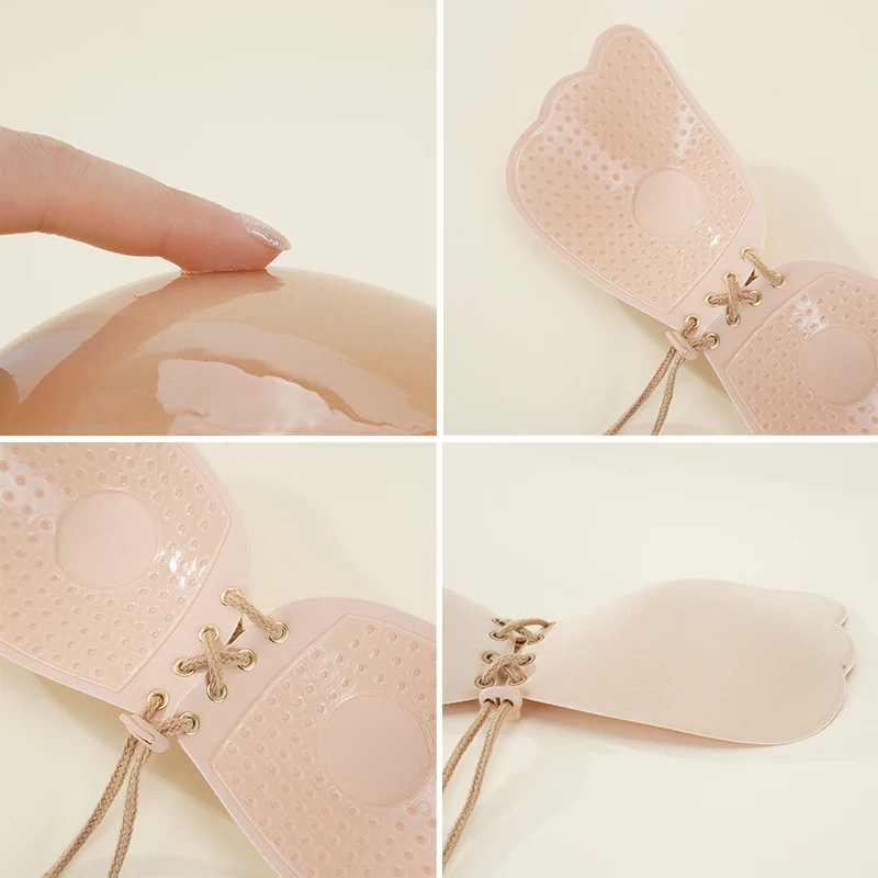 Women's Self Adhesive Strapless Bandage Blackless Solid Bras For Women Sticky Silicone Push Up Invisible Lady Lingeries Sexy Bra