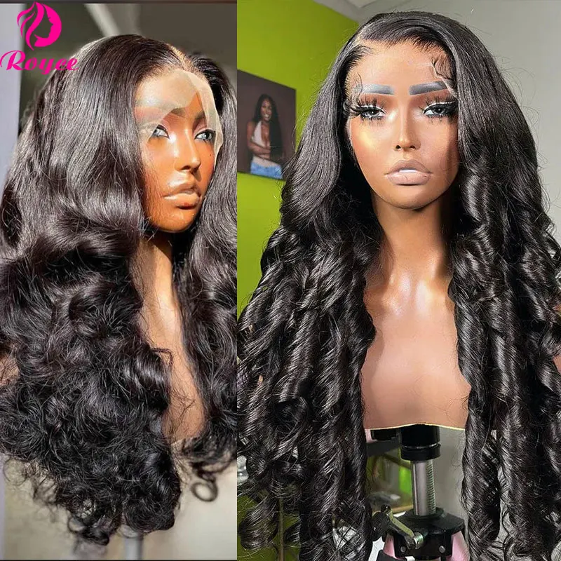 30 inch 220 Density 4x6 Human Hair Lace Glueless Wigs Pre Plucked 3D Bouncy Body Wave Wig Lace Closure Human Hair Wig Pre Cut