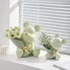 Nordic Bouquet Bear Living Room Decorations, Creative Vases, Home Entrance TV Cabinet Tabletop Decorations, Free Dried Flowers 2