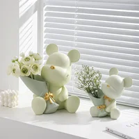 Nordic Bouquet Bear Living Room Decorations, Creative Vases, Home Entrance TV Cabinet Tabletop Decorations, Free Dried Flowers 2