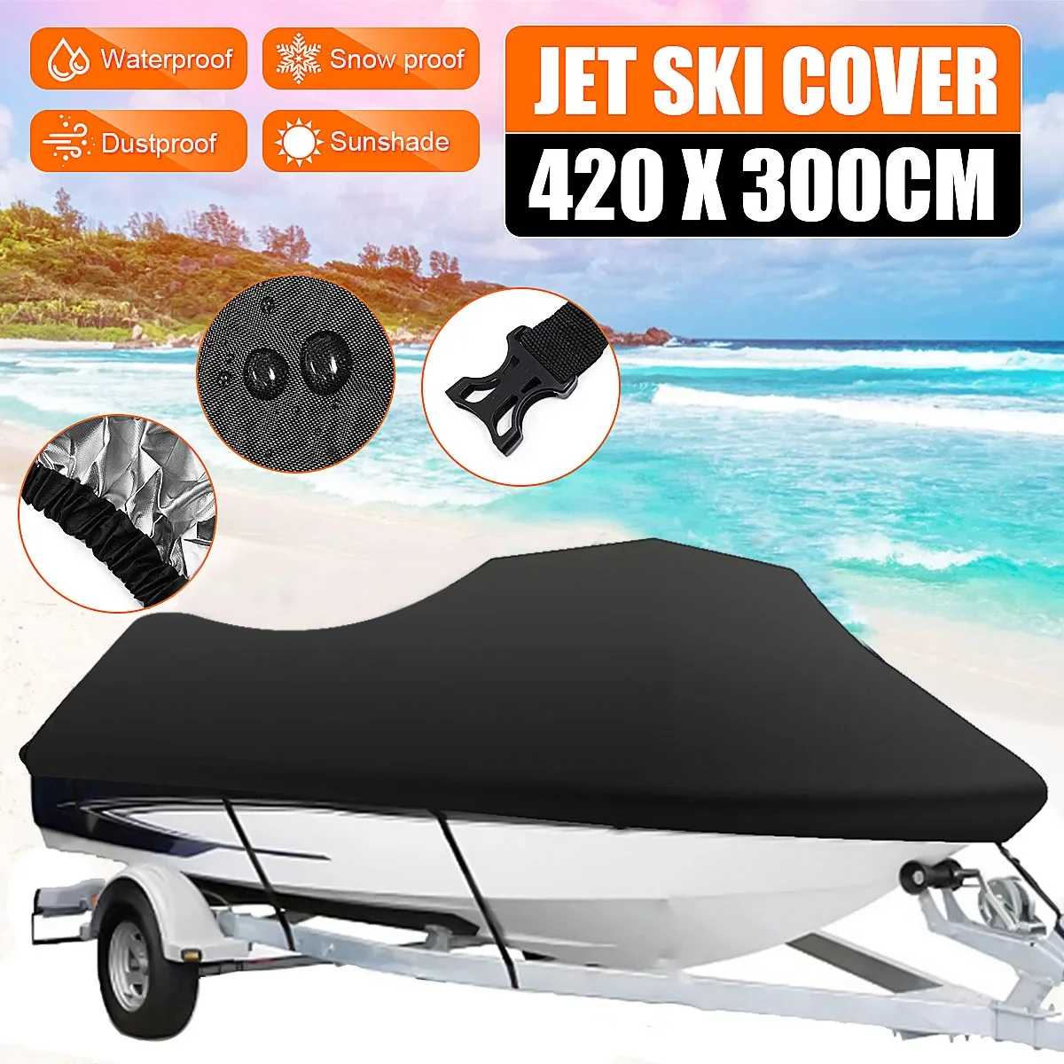 210D 420X300Cm Impermeabile Antipolvere Protezione Solare Jet Ski Moto D'Acqua Copertura Per Yamaha Waverunner Exr/Vx Cruiser Sea Doo Gti