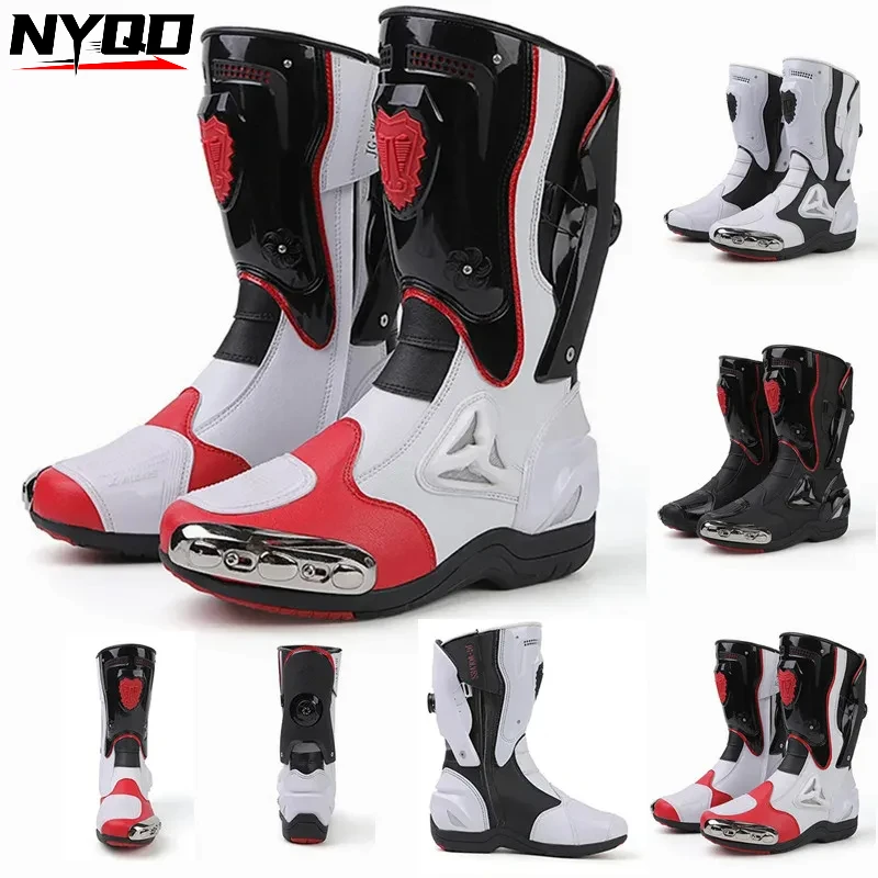 

NEW Motorcycle Boots Motorcycle Track Riding Shoes Thickened Nanofiber Upper Rubber Anti Slip Outsole Breathable Mesh