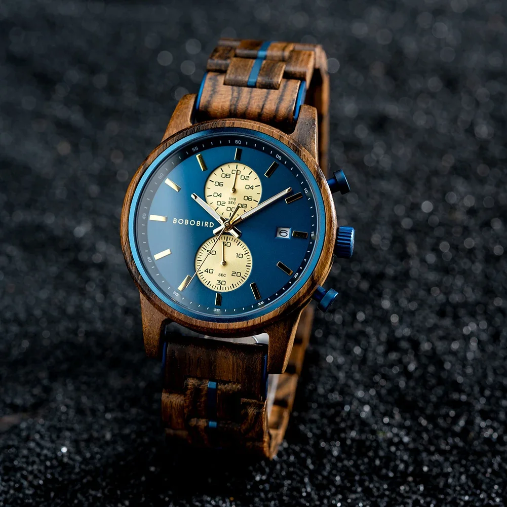 

Top Brand BOBO BIRD Men's Watches Wooden Luxury Quartz Watch Business Timepiece Chronograph Date Display Customized Gift For Men