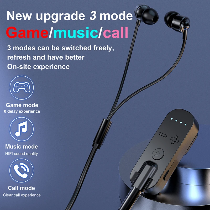 Lavalier Bluetooth 5.2 Wireless Audio Receiver+Headsets Set 3.5MM AUX With Mic Noice Cancelling Game/Music/Call Stereo Adapter bluetooth audio receiver bluetooth transceiver adapter bluetooth aux adaptor bluetooth adapter audio adapter