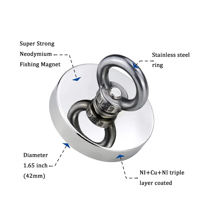 Fishing magnets Super Strong Neodymium Fishing Magnets Heavy Duty Rare Earth Magnet with Countersunk Hole Eyebolt for Salvage Magnetic Fishing