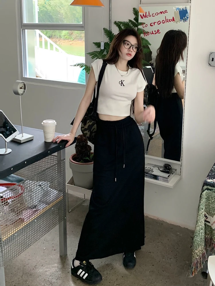 Skirts Women Solid Fashion Baggy Simple Preppy Style Casual Daily Spring New All-match Students Graceful Cozy Ins  Ankle Length