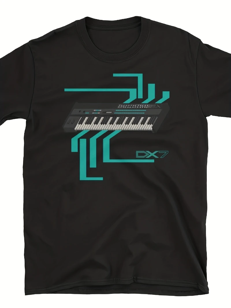 DX7 Synthesizer T-Shirt – Retro-Design im Stil der 80er Jahre mit Roland-DX7-Keyboard-Print, lockeres und lässiges T-Shirt