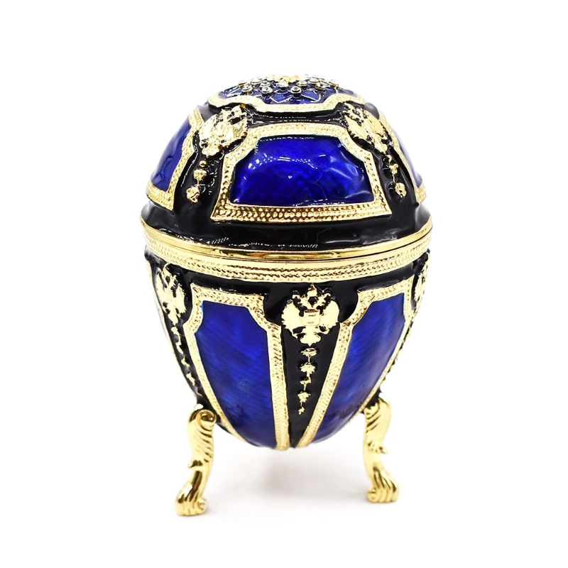 

Egg Jewelry Trinket Box with Hinged Hand-Painted Enamel Ornaments Craft