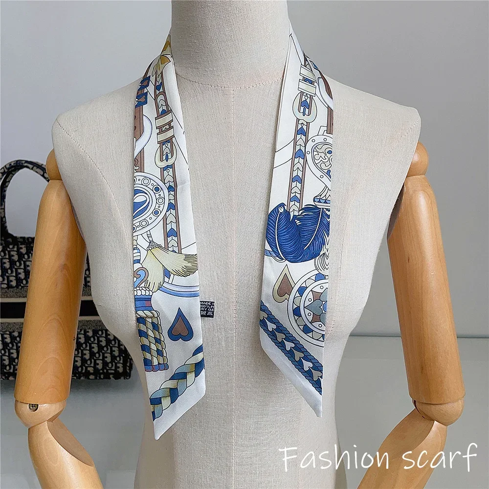 Französischer Schal im neuen Stil, Herz-Leder-Schnalle, Federmuster, Schleifenband für Damen, gebundene Taschen, Krawatte, multifunktionales Zubehör – Detail 14