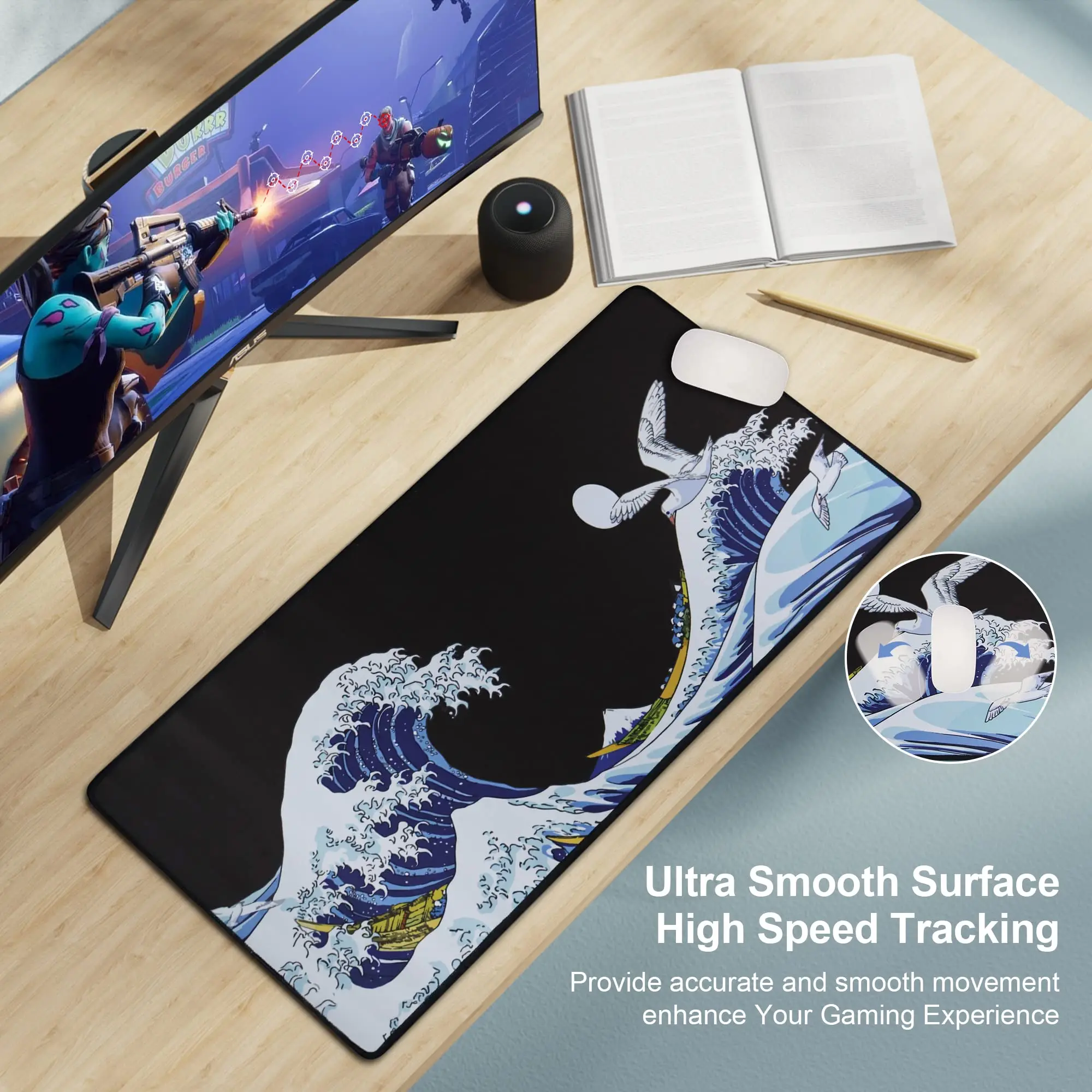 Grande Mouse Antiderrapante para Jogos Base de Borracha Resistente à Água Tapete de Teclado Grande Tapete de Mesa para Jogos e Escritório - Imagem 3