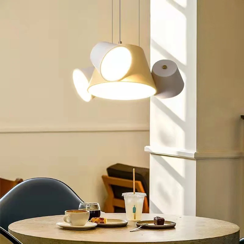 

Macaron Dining Room LED Pendant Lights 4 Bulbs Yellow Black Metal Kitchen Shop Hanging Lamp Cord Adjustable Indoor Lighting