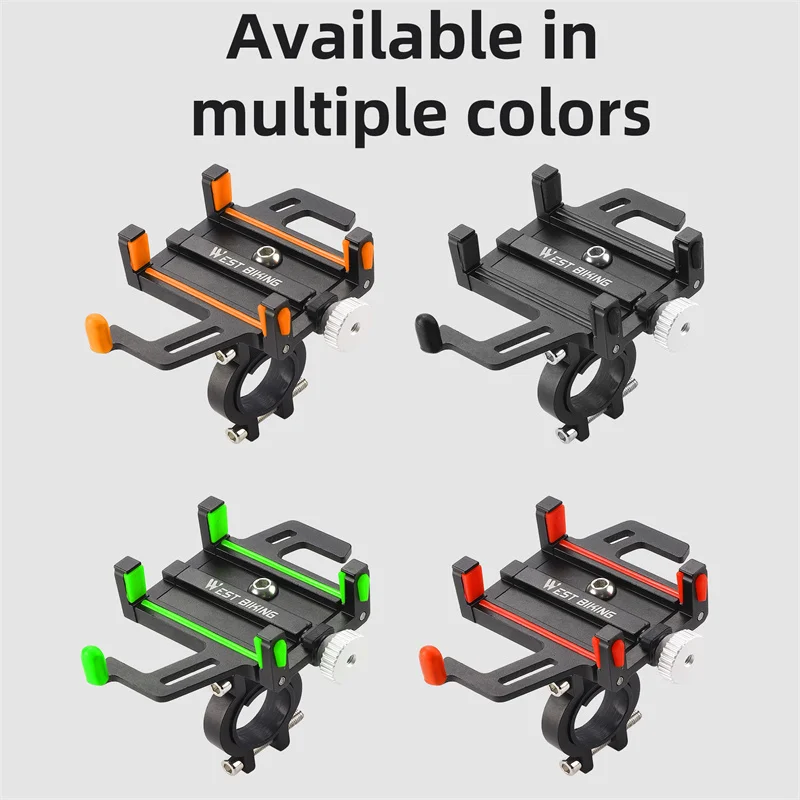 WEST BIKING Bicycle Mobile Phone Holder 360° Rotatable  Aluminum Alloy Phone Holder Five Claws Adjustable MTB Road Bike Bracket