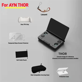 Pacchetto di accessori per console di gioco AYN THOR Impugnatura ergonomica in TPU + custodia antiurto + protezione per schermo in vetro temperato HD