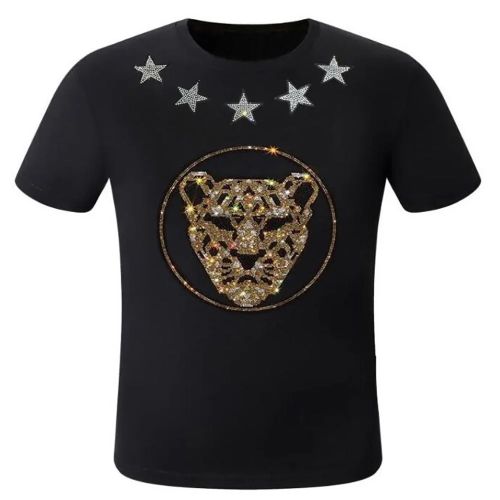 

five star Hot Drilling T Shirts Men Brand Short Sleeve Man Fashion Streetwear O Neck Slim Tshirts star 04-