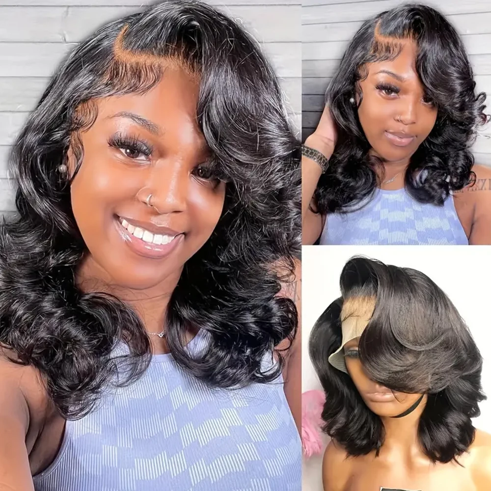 

13x4 Body Wave Bob Wigs Human Hair Lace Front Wigs for Black Women Pre Plucked Glueless Wig 100% Human Hair