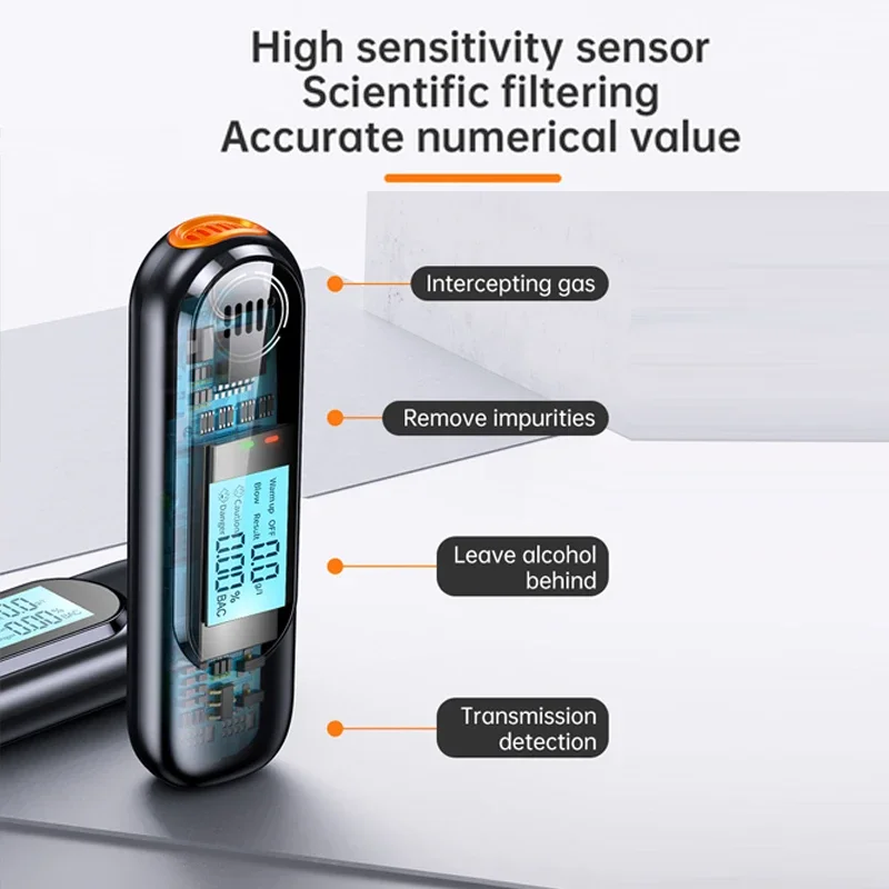 Portable Non-contact Alcohol Tester With LED Screen Display Breathalyzer Rechargeable Automatic Breath Alcohol Test Tool