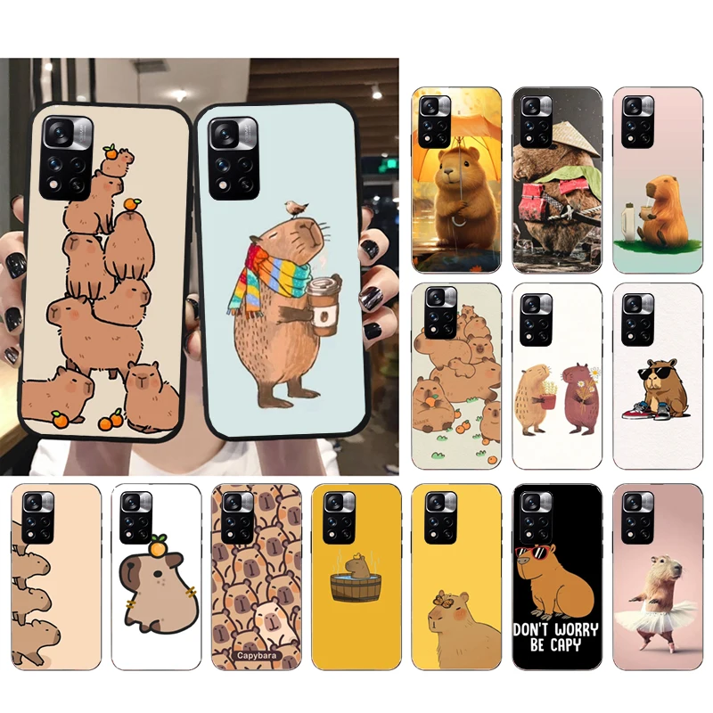 

Cartoon Capybara Phone Case For Xiaomi Redmi note 13 12 Pro 11S 11 10 Pro 10S 12S Redmi 10 9C 13C