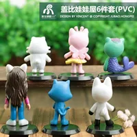 6pcs set PVC Gabby Dollhouse Figure Toy Mercat Cartoon Stuffed Animals Smiling Car Cat Hug Gaby Girl Dolls Kids Birthday Gifts 2