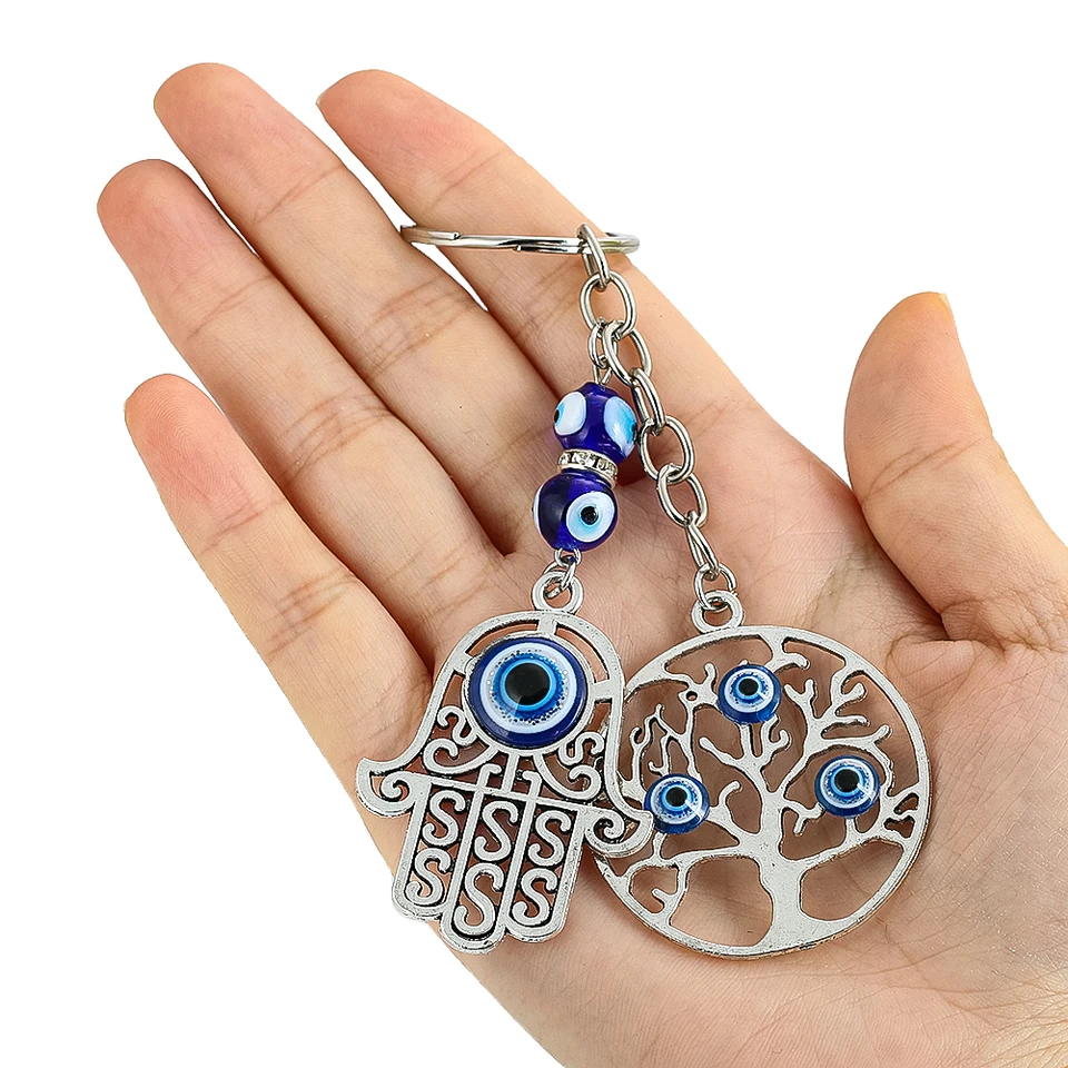 Portachiavi con mano di Hamsa, portachiavi con perline