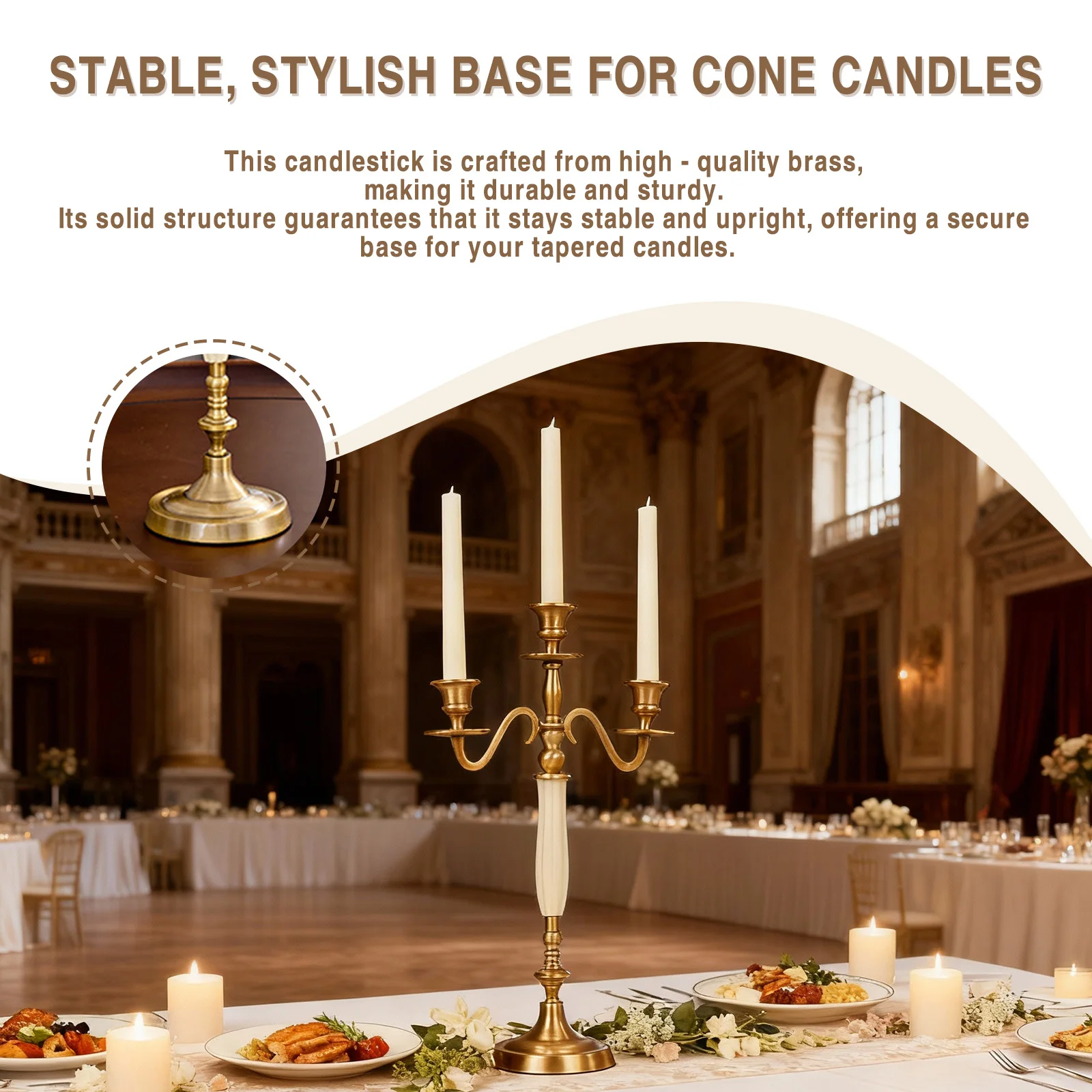 Metal Bronze Candelabra Candle Holder for Wedding Home Decor