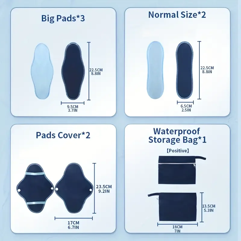 Washable Sanitary Pad Set Reusable Maternity Menstrual Pads Super Absorbent Sanitary Napkin For Women Lady 8PCS sanitary pads