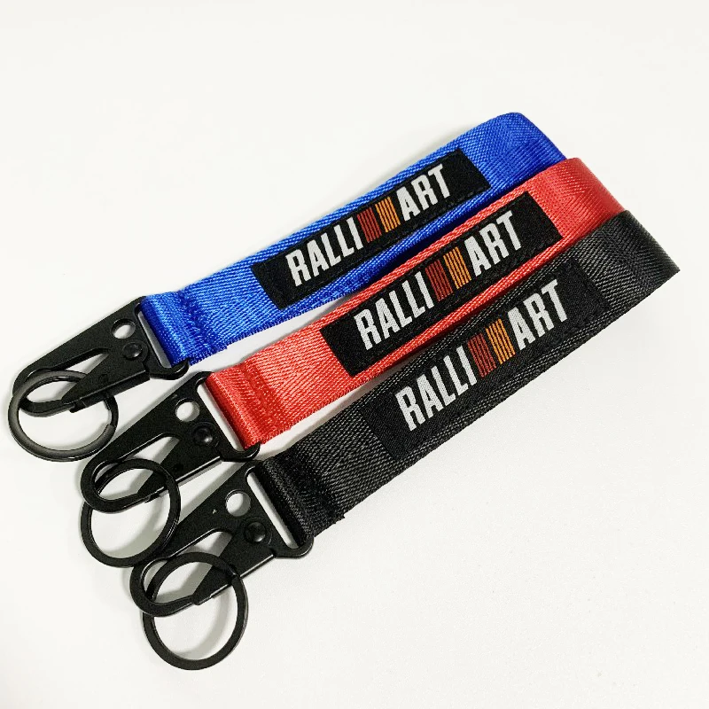 

Car Jdm Keychain For Ralliart Emblem Nylon Lanyard Logo Keyring Pandant Gift For Mitsubishi Lancer Asx Evo Outlander Accessories