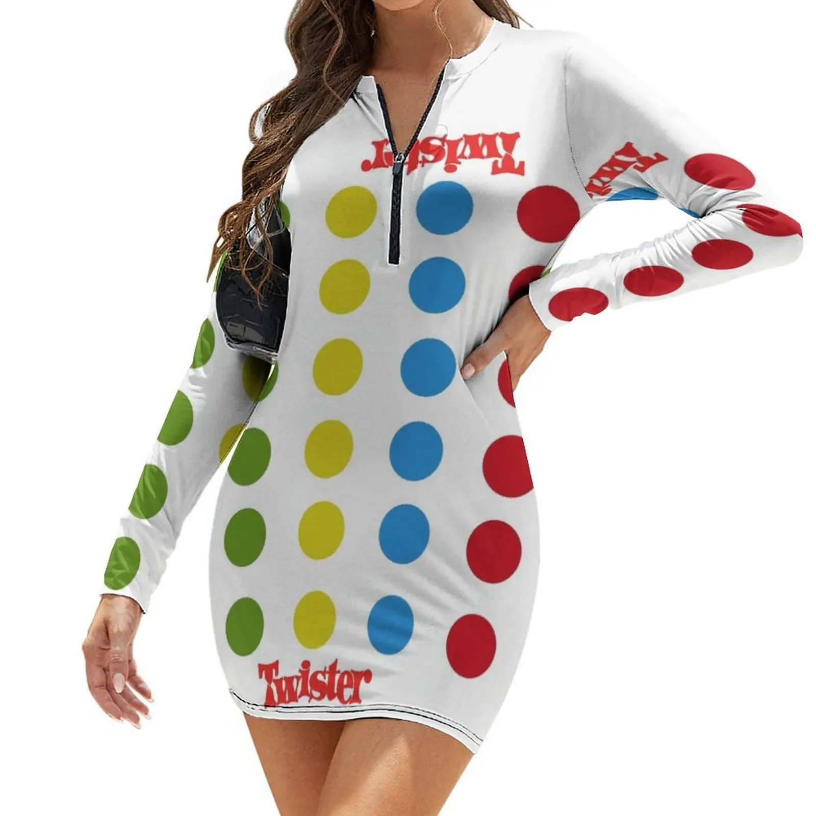 

Twister Shower Curtain Long-Sleeve Bodycon Dress chic and elegant woman dress Woman clothes