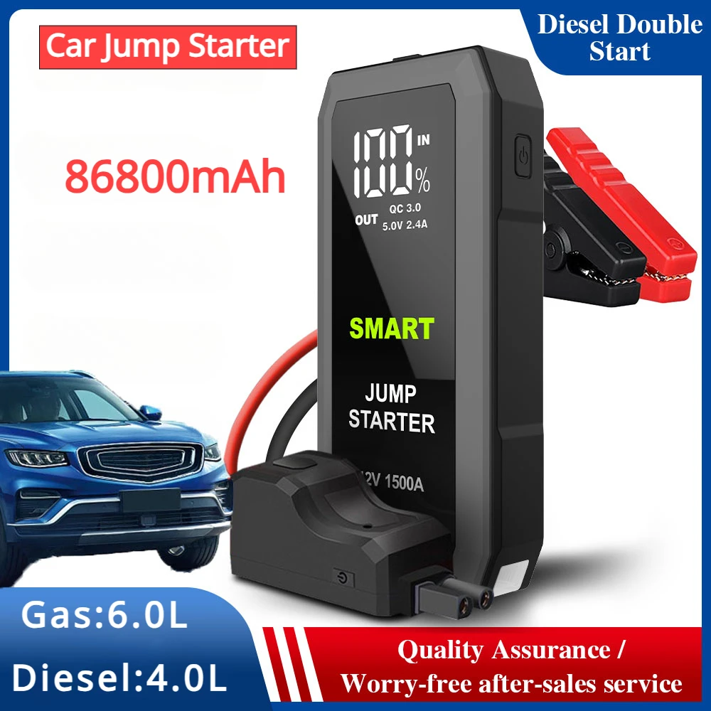 Portable 86800mAh Car Battery Starter 12V Car Jump Starter Device  Power Bank 1500A Auto Booster Charging System Start Operating