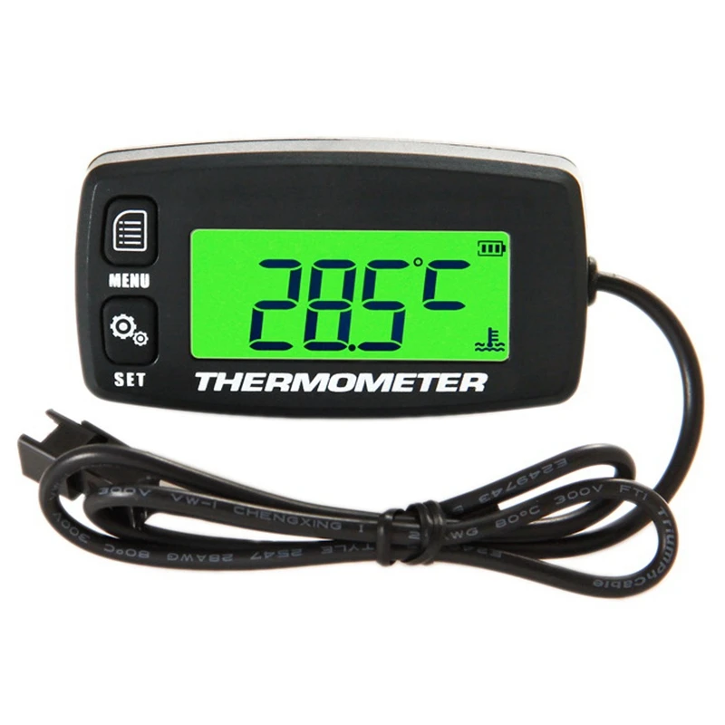 Digital LCD Engine Temperature Gauge Over Temperature Alert with Sensor