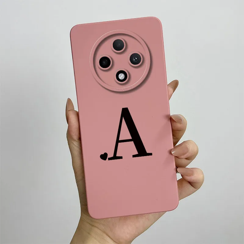 Cute Initial Letters Square Silicone Matte Shockproof Back Cover